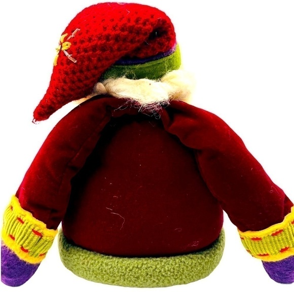 PRIMITIVE Santa Clause Shelf Sitter Christmas Decor Wooden Boots Fuzzy Beard 17” - Picture 6 of 13